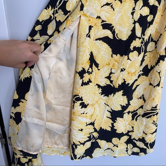 Stine Goya Skirt Lilly Silk Yellow Black Floral Tie Wrap Maxi Slit Medium NWT - Picture 7 of 16
